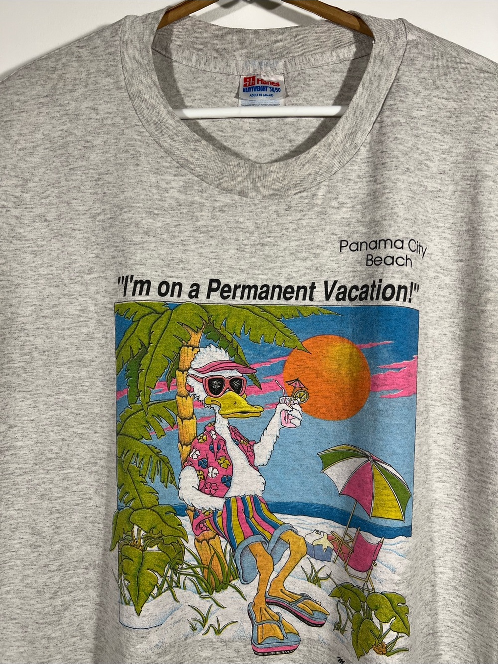 Vintage 1980s Panama City Beach T-Shirt Cartoon Duck Mango Tree Single Stitch Xl View 5